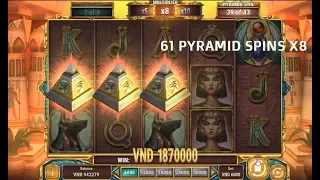 Legacy of Egypt slots big win with 61 pyramic freespins x8 multiplier