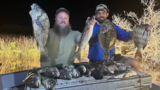 Fishing with Hand Spears at Night! SHEEPSHEAD, DRUM, FLOUNDER, & MULLET! {Catch, Clean, Cook}