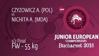 1/2 FW - 55 kg: A. NICHITA (MDA) df. A. CZYZOWICZ (POL), 6-4