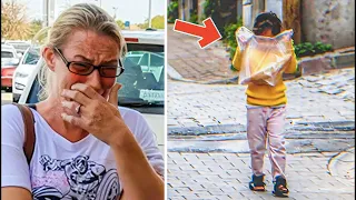 Woman follows little girl who steals food from her shop every day and bursts into tears.