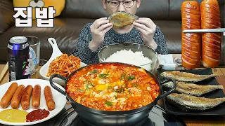 ASMR MUKBANGㅣSoft tofu stew & Grilled Yellow Croaker & SausageㅣEATING SHOW