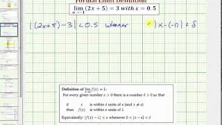 Ex: Limit Definition -  Find Delta Values, Given Epsilon For a Limit