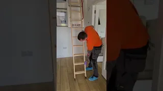 Wooden folding loft ladder demonstration