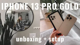 GETTING THE NEW IPHONE 13 PRO IN GOLD *unboxing+ set up* and fall themed whats on my iphone 13 pro