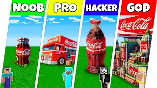 Minecraft Battle: NOOB vs PRO vs HACKER vs GOD: COCA COLA SODA HOUSE BUILD CHALLENGE / Animation