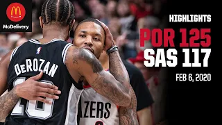 Trail Blazers 125, Spurs 117 | Game Highlights by McDelivery | February 6, 2020