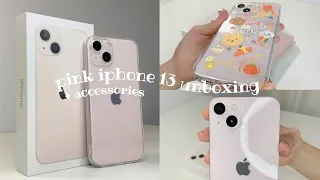 aesthetic iphone 13 pink unboxing & accessories 🌸  ✨