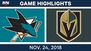 NHL Highlights | Sharks vs. Golden Knights – Nov. 24, 2018