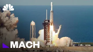 SpaceX Launches Falcon Heavy Rocket On First Commercial Flight | Mach | NBC News