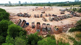 Ep45#Amazing! The Huge Land Reclamation Of 190 Dump Trucks Add More Stone And Pushing By Dozer