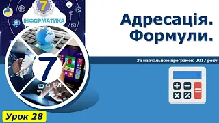 7 клас  Тема: "Адресація.  Формули".