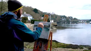 PLEIN AIR oil painting - FAL RIVER in Cornwall