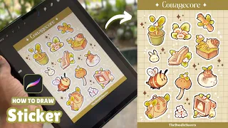 How to draw cute sticker sheet in procreate ( Free brushes + Procreate Tutorial )