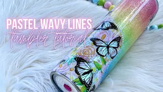 Pastel Wavy Lines | Rainbow Glitter Ombré Tumbler Tutorial