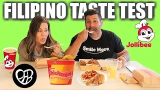 Americans Try JOLLIBEE Filipino Fast Food | Trying New JOLLIBEE Menu Items for the First Time