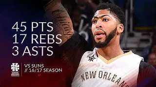 Anthony Davis 45 pts 17 rebs 3 asts vs Warriors 16/17 season