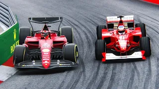 Ferrari F1 2022 F1-75 vs Ferrari F1 2000 Micheal Schumacher at Monaco