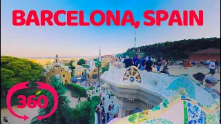 Spain, Guell park in Barcelona VR 360 travel video. Барселона, Испания, панорамное видео.