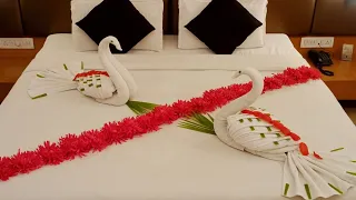 Romantic Towel Art||Towel Folding||Couple Towel Decoration