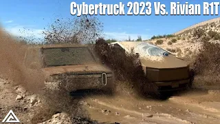 Cybertruck 2023 Off-Road Showdown: Cybertruck 2023 vs. Rivian R1T vs. Hummer EV.