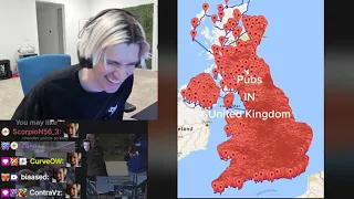 xQc Dies Laughing at Map of Pubs in The UK