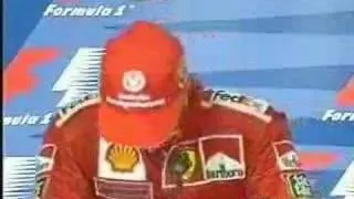 Schumacher cries after equals Ayrton Senna's number of victories.