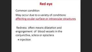 Ophthalmology module online " Kasr Al-Ainy" (2021) - Lecture 8 Red Eye Acute Conjunctivitis