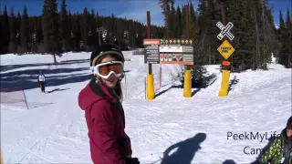 Girl Falls on Skis at Winter Park