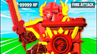 1 FIRE GOD Vs 100 Players.. (Roblox Bedwars)