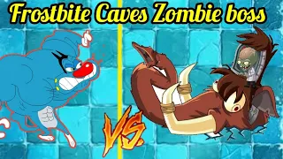 Oggy fighting the Zombie boss again!!! | Frost bite caves zombies | #oggy #plantsvszombies2