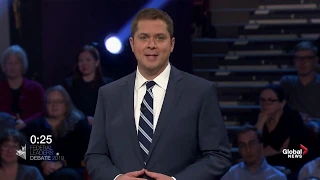 Leaders' Debate: Scheer says Trudeau wears "masks" and can't be trusted