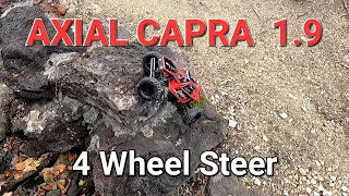 Axial Capra 1.9 4WS First Drive & Crawl. Rock Crawling Suburban Style!