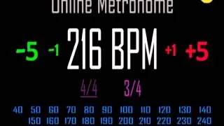 Metronomo Online - Online Metronome - 216 BPM 3/4