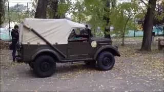 [1080p] GAZ-69 Military Jeep - inside & outside, with engine start and going out