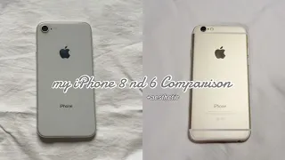 My iPhone 8 and iPhone 6 Comparison ☁️/ aesthetic #iphone #iphone8