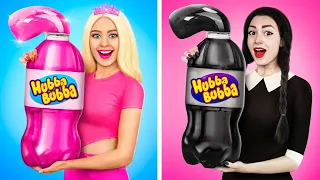 Tantangan Masak Wednesday vs Barbie | Pertarungan Makanan Pink vs Hitam oleh YUMMY JELLY