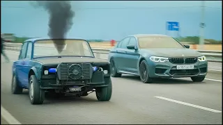 ПАЦАН на ВАЗ 2107 500 л.с. поспорил с BMW M5 , AUDI RS и TESLA