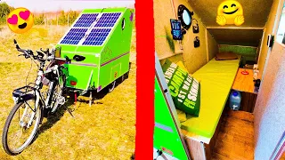 🌟MUST SEE 🔴DIY SOLAR BIKE CAMPER ROOMTOUR - Rene Kreher