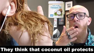 They think that the coconut oil will protect their hair!  Hairdresser reacts #hair #beauty