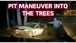 PIT Maneuver into the trees!  Dodge Avenger flees Arkansas State Police #pursuit #chase #pit