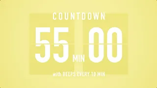 55 Minutes Countdown Timer Flip Clock / + Piano Beeps 🎹