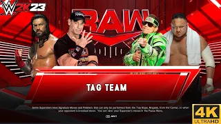 FULL MATCH: JOHN CENA & ROMAN REIGNS VS THE MIZ & SAMOA JOE RAW AUGUST 2023  [ PC UHD 4K 60FPS ]