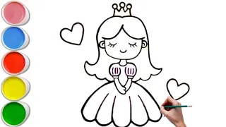 How to draw a cute princess for kids and toddlers| girl drawing easy step by step| educational video