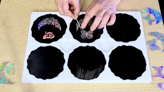 #1329 Incredible Holographic Effects In These Beautiful Resin Foil Coasters