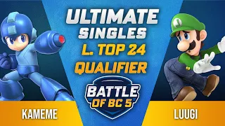 Kameme (Megaman, Sora) vs Luugi (Luigi) - Ultimate Singles Losers Top 24 Qualifier - Battle of BC 5