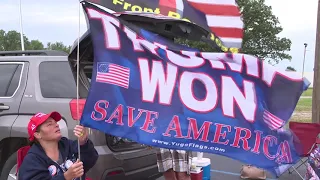 People already lined-up in Wellington for former President Trump's visit to Ohio on Saturday