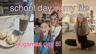 WINTER SCHOOL DAY IN MY LIFE *5:00AM-9:00PM*(VLOGSMAS DAY 8) *working out, getting ready, school*