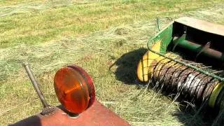 Bailing hay with a Farmall 656 and John Deere 24T