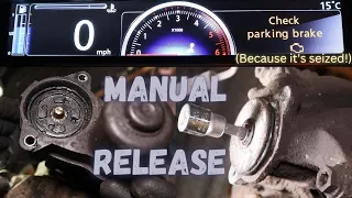 Renault Scenic 3 - Seized Electronic Parking Brake Fault - How to Manually Release And Repair
