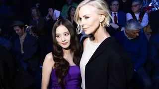 Jisoo cute interact with Charlize Theron and other celebrities at Dior's PFW runway show, new hairdo